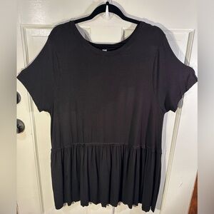 Zenana Premium Women’s Short Sleeve Solid Black Babydoll Blouse Size 2X